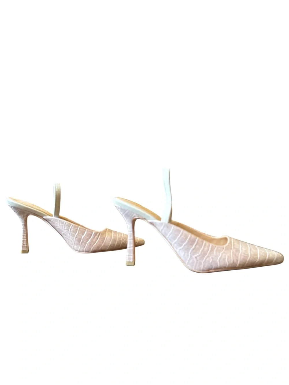 Donald Pliner Women’s Rose Gold Croc-Embossed Slingback Heels size 9.5